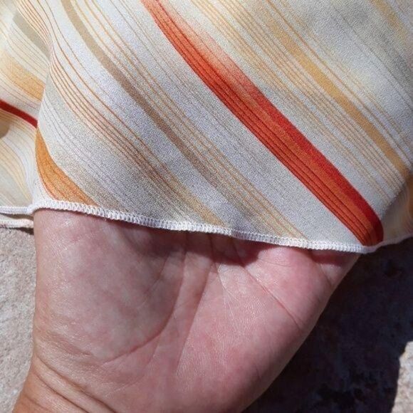 Vintage 70's Iz Byer Skirt Hippy Boho Sheer Aline Brushstroke Stripped Yellow L - Picture 7 of 8